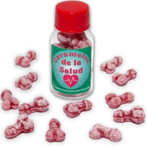 DIABLO PICANTE - 12 CARAMELLE DELLA SALUTE A FORMA DI PENE FRAGOLA/CILIEGIA